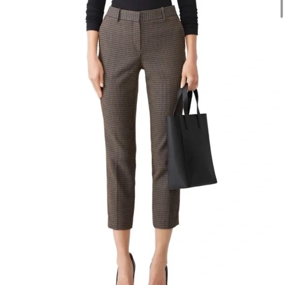 Theory Treeca Dotted Jacquard Cropped Straight Leg Trouser Pants [Size 4] - Picture 1 of 6